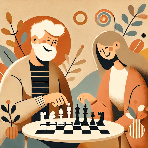 Senioren spielen zusammen Schach als Gedächtnistraining