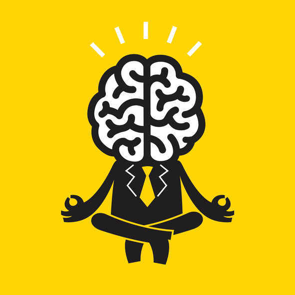Kognitive Intelligenz, meditierendes Gehirn-Mänchen