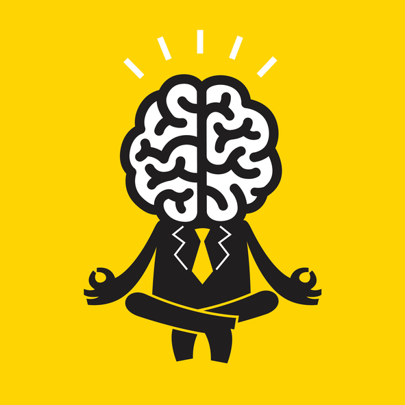 Kognitive Intelligenz, meditierendes Gehirn-Mänchen